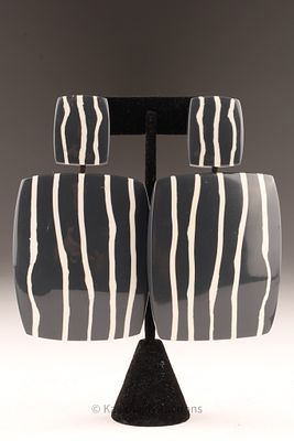 Monies Gerda Lynggard Zebra Stripe Statement Earrings. Monies Denmark Gerda Lynggard pair of 