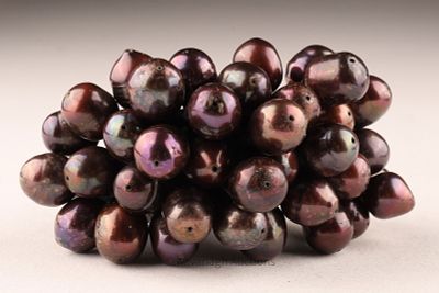 Monies Grey Cluster Pearls Wood Statement Ring. Monies Denmark statement ring of black ebony 