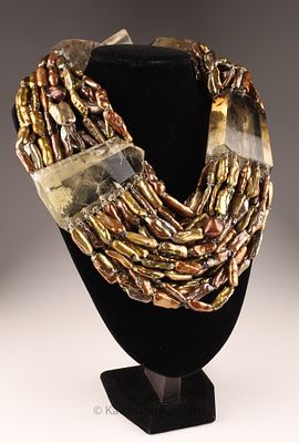 Monies Monumental Rock Crystal Pearl Necklace. Monies Denmark momumental statement necklace of 