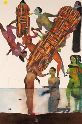 Balint Zsako (Hungarian/Canadian, b. 1979) Watercolour on Paper Erotic Figural Scene. Balint 