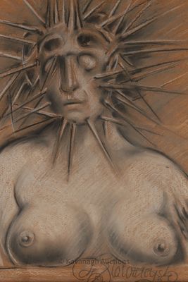 Signed Franciszek Starowieyski drawing of the Queen of Thunderbolts. Signed Franciszek 