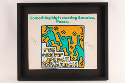 Keith Haring (American, 1958-1990) Poster The Great Peace March, 1986. Framed Poster for "The 