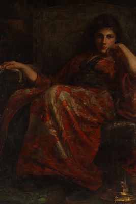 Andrew Fairbairn Affleck (Scottish, 1874-1935) 19th C. Portrait of a Young Woman. Andrew 