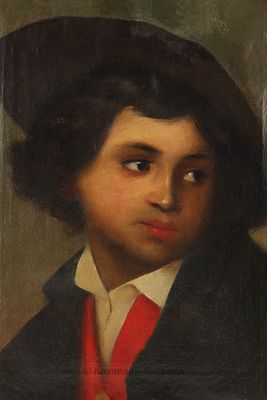 Antique German Portrait Painting of Young Man Signed Heinling. Antique German Portrait, Oil on 