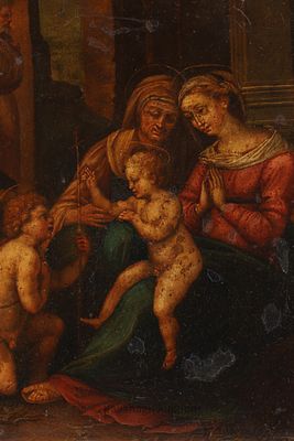 Antique Oil on Copper Painting After Raphael, Madonna and Child. After Raffaello Santi, Raphael 