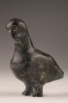 Paulassie Tungilik (1947–2014, Pelly Bay) Stone Bird Carving with Original Tag. Carved stone 