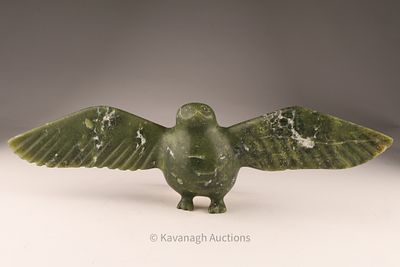 Large Inuit Stone Bird Sculpture, Thadlik Nung (Cape Dorset), 1984. A striking hand-carved Inuit 