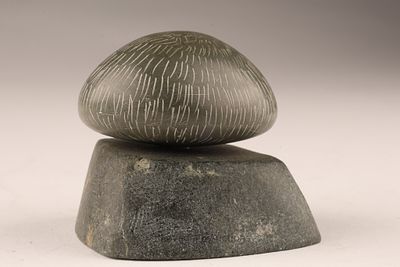 Small Inuit Stone Carving of a Sea Urchin. A miniature Inuit carving depicting a sea urchin form 