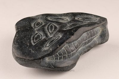 Inuit Carved Stone Sculpture, Abstract Shaman Design, Early Form. A small Inuit carved stone 