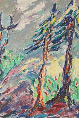 Signed Mid Century Fauvist Expressionist Landscape Trees / Forest. Mid Century Fauvist 