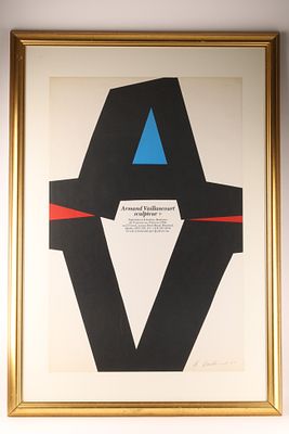 1984 Armand Vaillancourt Exhibition Poster, designed Vittorio Fiorucci. Poster for an exhibition 