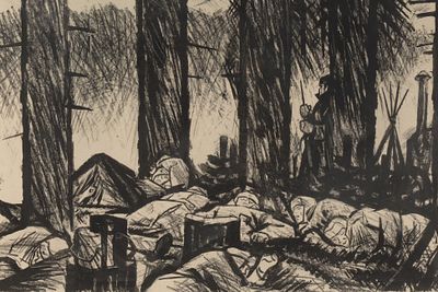 Anatoly Ivanovich Zykov (Russian, 1930-2008) Linocut Print Soldier's Dream. Anatoly Ivanovich 
