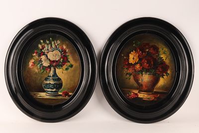Pair of Victorian Still Life Flower Paintings Signed. Pair of Victorian Still Life Flowers 
