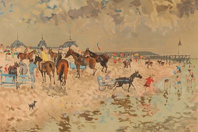 Andre Hambourg (France, 1909-1999) Lithograph Beach Scene. Andre Hambourg (France, 1909-1999) 