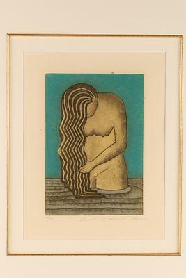 Mario Romero (Mexico, b. 1954) Aquatint Banista Signed and Numbered. Mario Romero (Mexico, b. 