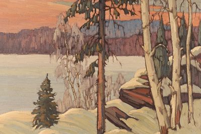 Gaston Rebry (1933 - 2007) oil on canvas, Winter Landscape, ca. 1974. A richly textured winter 