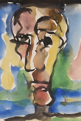 Harold Klunder (Netherlands/Canada, b. 1943) Abstract Watercolour Portrait. Watercolour on 
