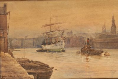 Francis E. Jamieson (Signed R Jameson) 1913 Harbour Scene Watercolour. Francis E. Jamieson 