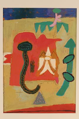 Peter Aspell (Canadian, 1918 - 2004) Senufo Series Oil on Paper. Peter Aspell (Canadian, 1918 - 