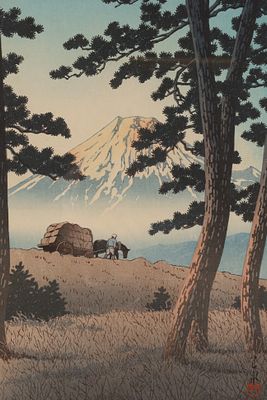 Japanese Woodblock Print Kawase Hasui, Evening at Tagonoura. Japanese Woodblock Print Kawase 
