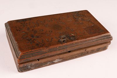 Antique French Boxed Scale Set, measuring 5 inches L x 2.5 x 1 inch H.