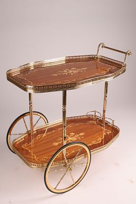 Vintage Italian Hollywood Regency Marquetry Bar Cart. Vintage Hollywood Regency Bar Cart Tea 