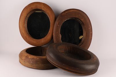 Lot of 4 Antique Hat Form Millinery Brim Repurposed Mirrors. Antique Hat Form Millinery Brim 