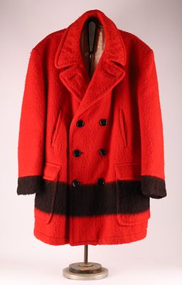 Hudson's Bay Red Wool with Black Stripe Trapper Jacket Duffle Coat. Hudson's Bay Red Wool Point 