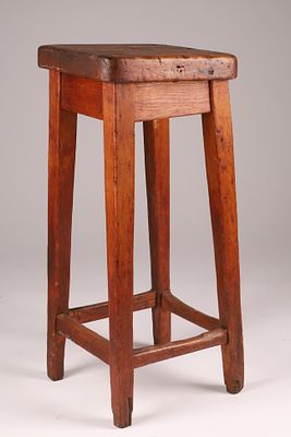 C. 1880s Quebec Pine Stool. 27 inches H x 11.5 W.