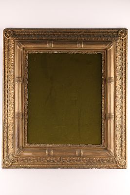 Large Antique Gilt Frame for Mirror or Painting with Velvet interior. Interior opening measures 