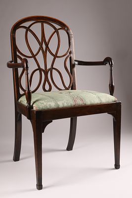 Antique Georgian Shepherd's Crook Armchair with Inlaid Splat, Hepplewhite or Sheraton. Some 