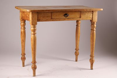 Antique Canadian Pine Single Drawer Side Table Desk / Writing Table. 36 inches W x 19 deep x 28.5 H.