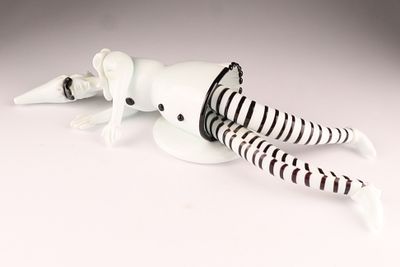 RARE VENINI FULVIO BIANCONI Murano 'Tiepoleschi' Figurine, Striped. This scarce Venini 