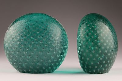 VENINI VINTAGE Murano Corroso Glass Bookends, Set of Two. These 1950s Venini bookends feature 