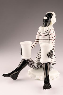 VENINI FULVIO BIANCONI 'Blackamoor' Figural Candlestick. Designed by Fulvio Bianconi for Venini 