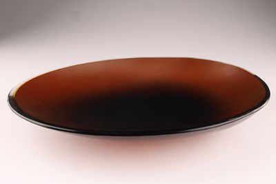 VENINI Murano Inciso Art Glass Charger Plate, Dark Matte. This Venini bowl features the inciso 