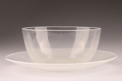 VENINI Murano Mezza Filigrana Dessert Set, Bowl & Saucer. This Venini set includes a bowl and 