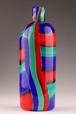 ANZOLO FUGA Attributed Murano Striped Art Glass Vase, 1950s. Attributed to Anzolo Fuga in the 