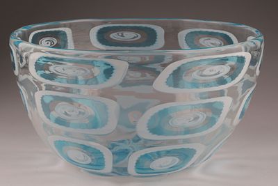 BAROVIER & TOSO Murano Dorico Art Glass Bowl, Blue/White. This Barovier &amp; Toso bowl dates to 