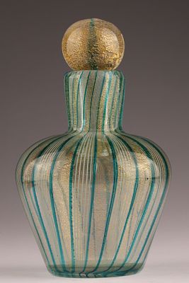 BAROVIER & TOSO Murano Striped Glass Perfume Bottle. This Barovier &amp; Toso perfume bottle 
