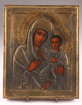 Antique Russian Orthodox Icon of the Mother of God with Christ Child
. Russian Orthodox School 