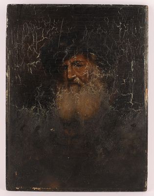 Antique Oil on Panel Copy of Rembrandt - Portrait of an Old Man with a Beard. Antique oil 