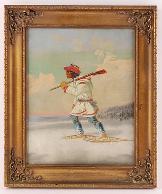 George Hart Hughes (Canadian, 1839 - 1921) Following the Moose after C. Krieghoff C. 1865. George 