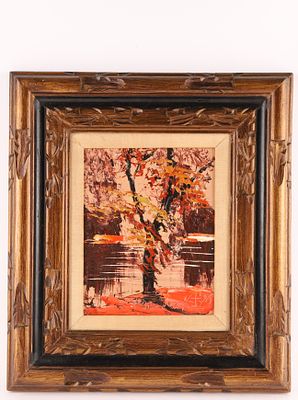 Morris Katz (Poland, 1931-2010) Oil on Board Fall Scene, 1974 
Artist: Morris Katz (1931-2010) 