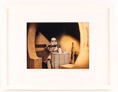 Marcos Minuchin Signed Print, Star Wars Storm Trooper Having a Drink. Marcos Minuchin is an 