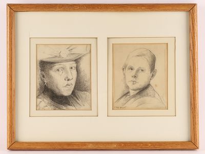Charles Edouard Masson Huot (Canadian, 1855-1930) Set of 3 Portrait Drawings Mounted in one 