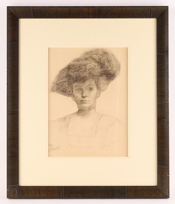 Rita Mount (Canadian, 1885-1967) Charcoal Drawing Portrait of a Lady. Rita Mount (Canadian 