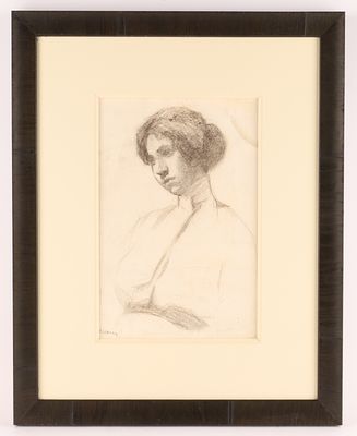 Rita Mount (Canadian, 1885-1967) Charcoal Drawing on Paper, Portrait of a Lady. Rita Mount 