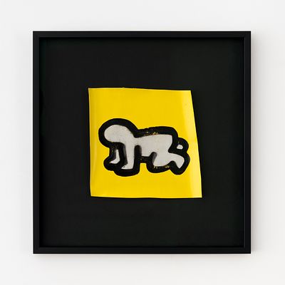 Keith Haring (1958-1990) Radiant Baby Original Drawing Pop Shop Screen Print Awning Fragment, NY. 