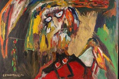 Scott Sternthal (Canadian, b. 1974) Oil on Canvas, Abstract Expressionist Portrait. Signed 